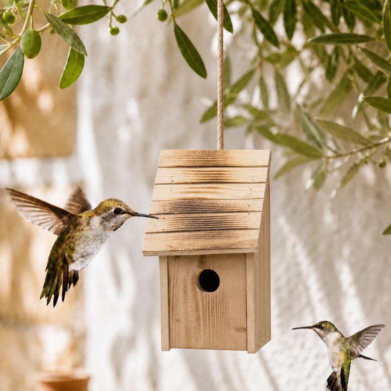 Houten vogelhuisje bruin formaat 12 × 14,5 cm
