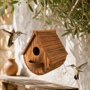 Vogelhuisje met voederbak afgerond