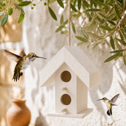 Hangend vogelhuisje van hout wit