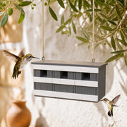 Set van 3 vogelhuisjes van hout grijs formaat 44 × 15,5 × 21,5 cm