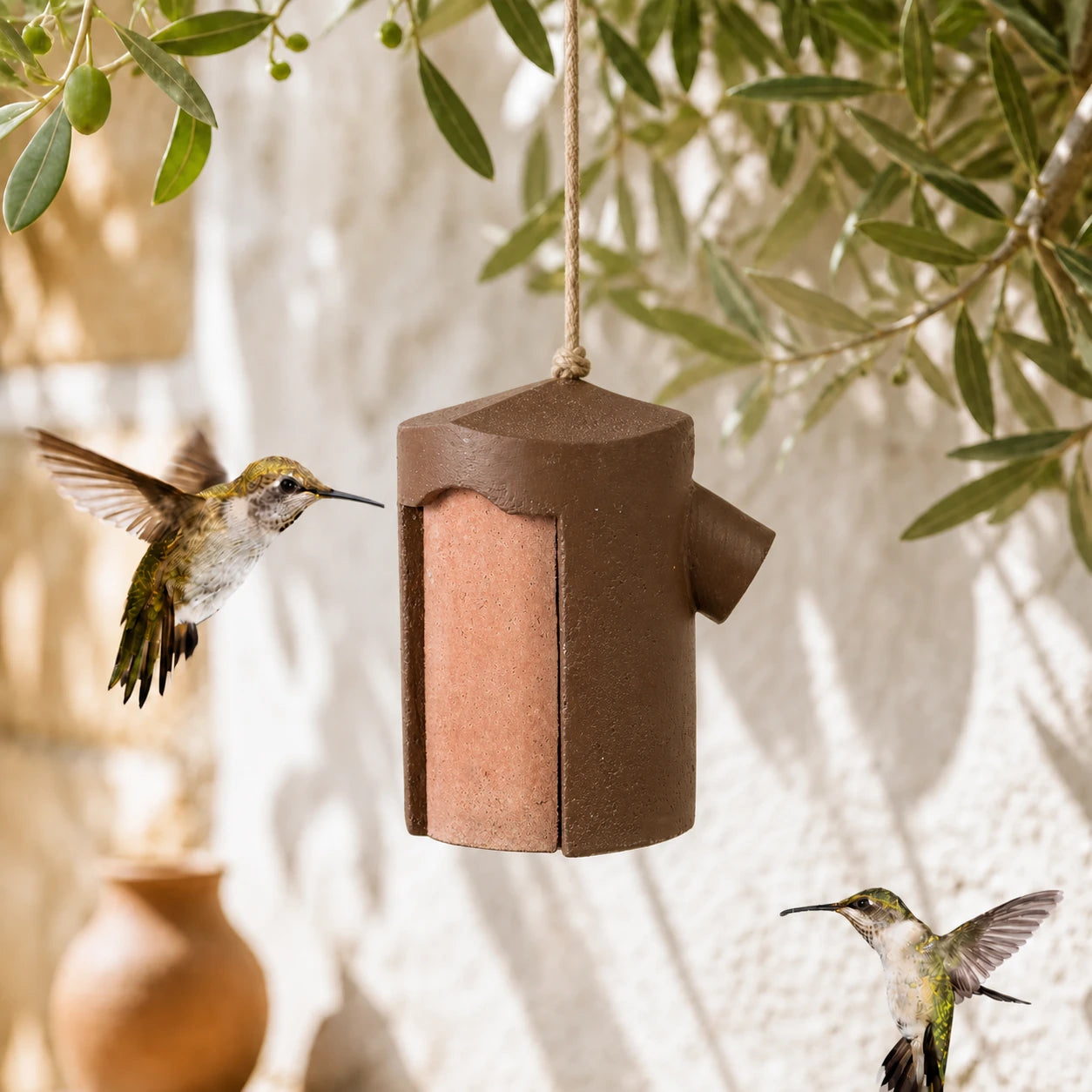 Vogelhuisje cilindrisch met toegang zij