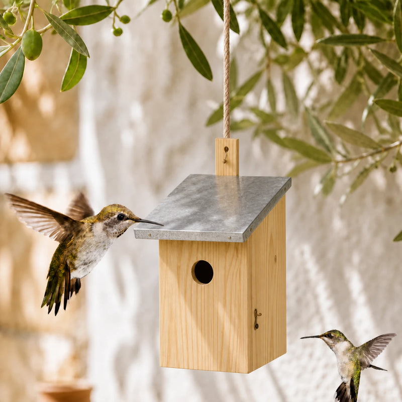 Vogelhuisje wand-mounted van hout formaat 21 × 16 × 32,5 cm