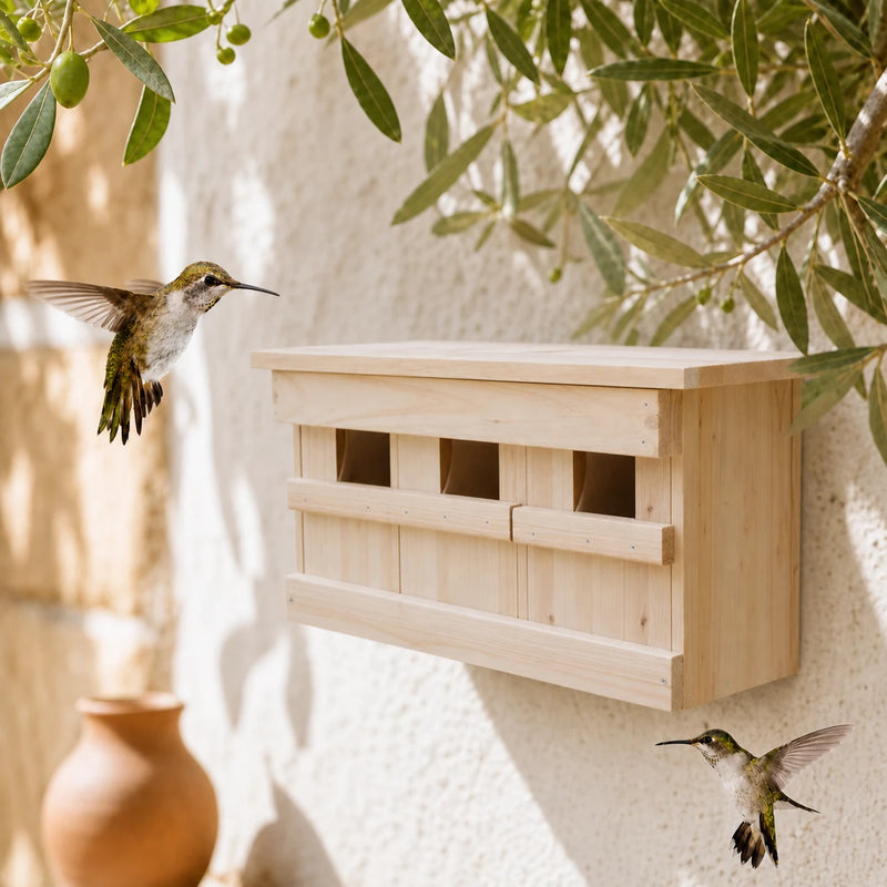 Vogelhuisje met 3 kamers van hout wit