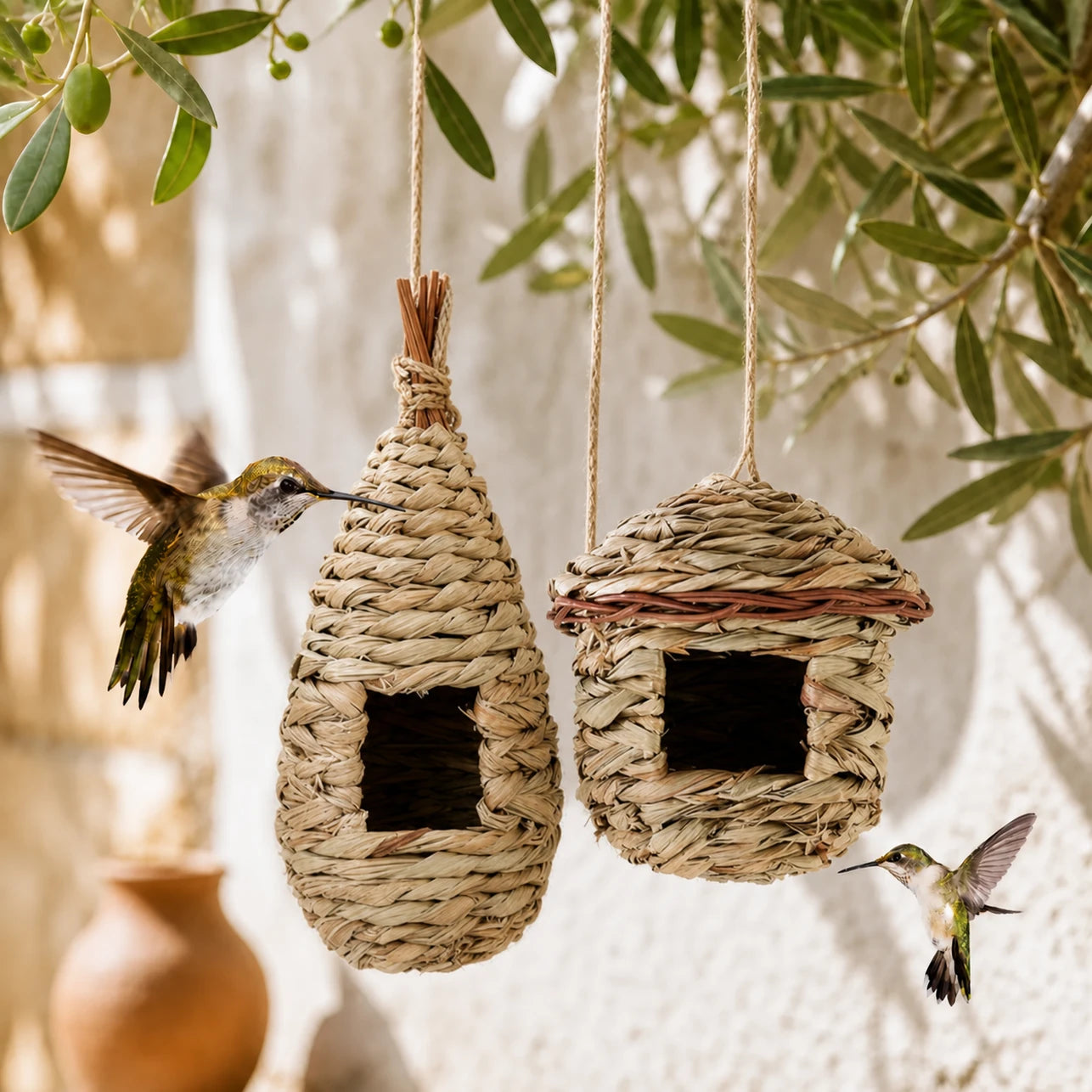 Set van 2 vogelhuisjes hangend zwart