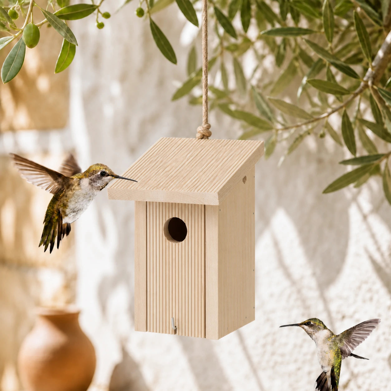 Vogelhuisje compact met voorkant gegroefd 30 mm