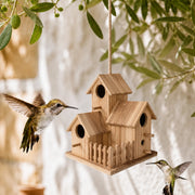 Set van 3 vogelhuisjes van hout bruin