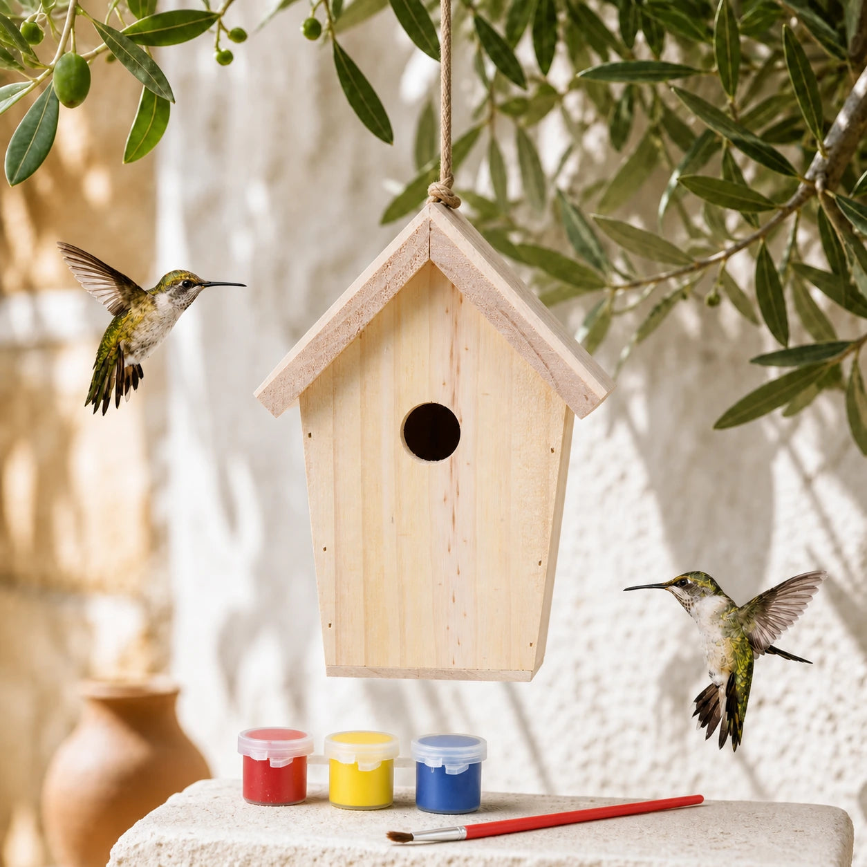 Kit vogelhuisje met paint