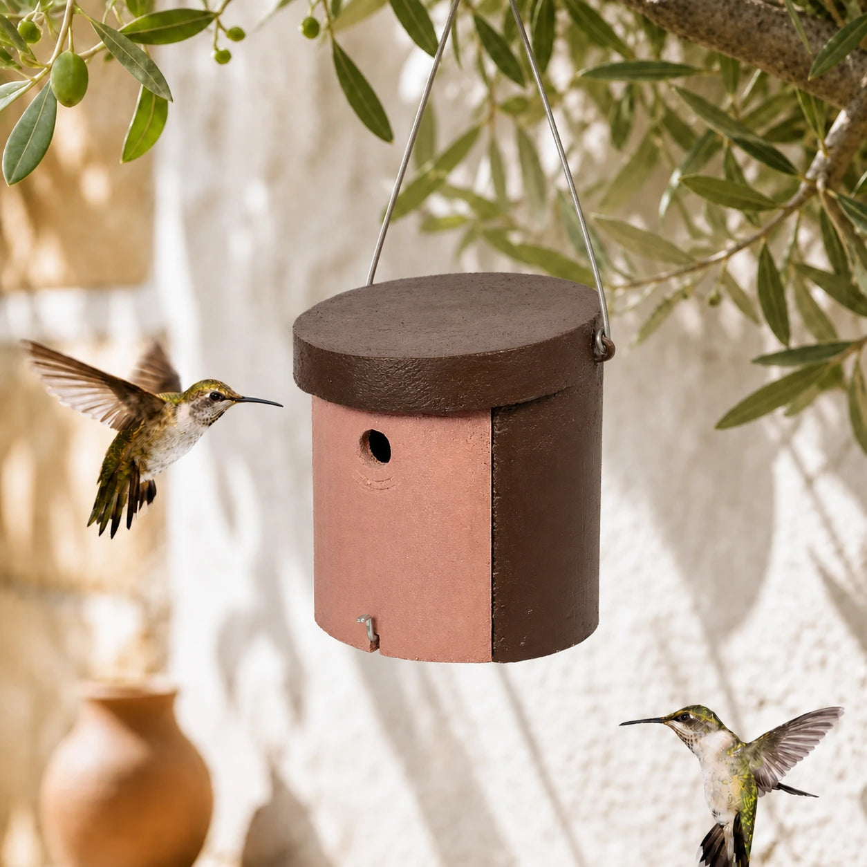 Vogelhuisje cilindrisch met ingang rond
