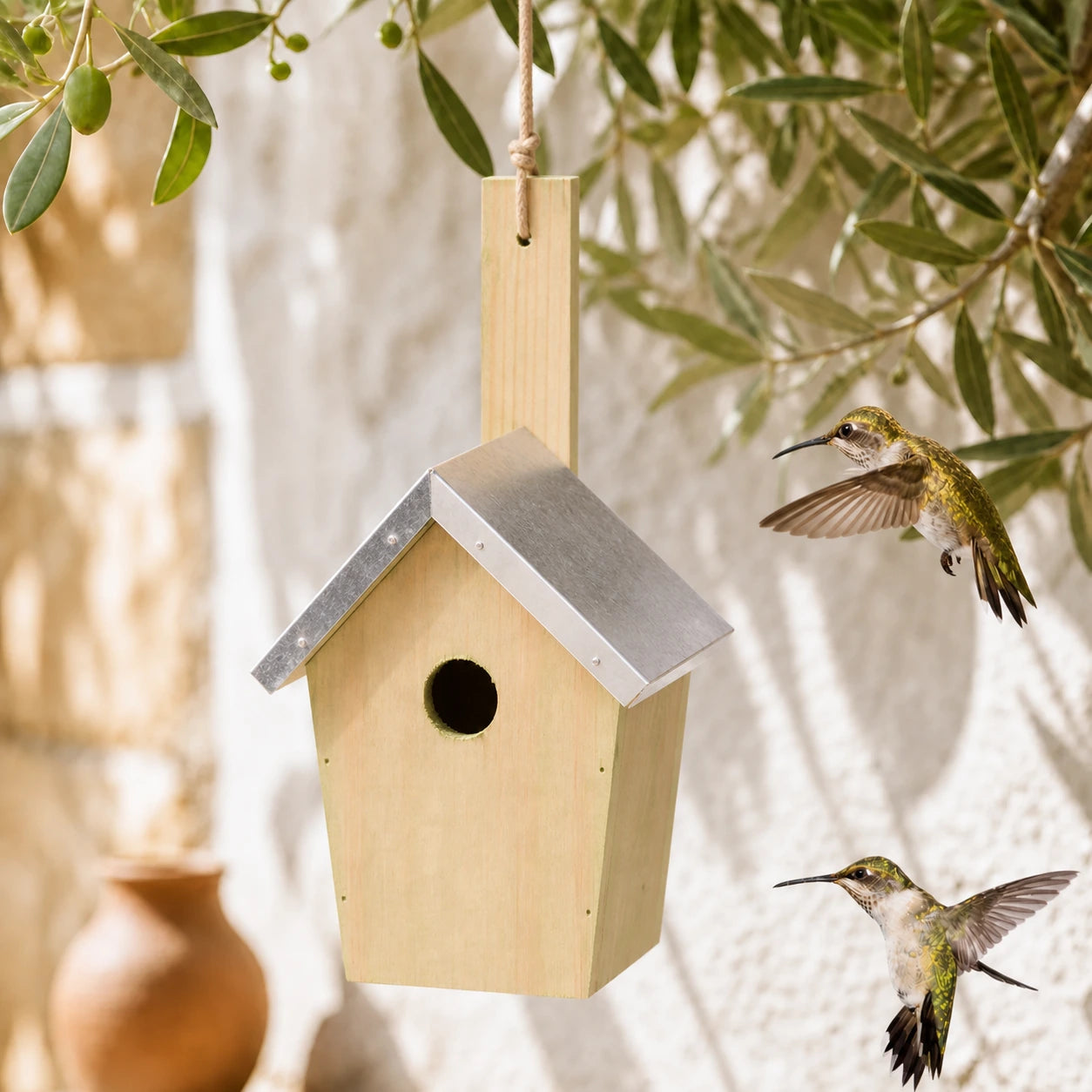 Vogelhuisje compact met dak metaal 30 mm