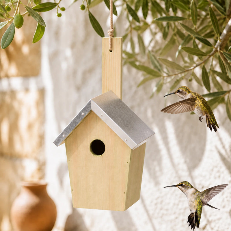 Vogelhuisje compact met dak metaal 30 mm