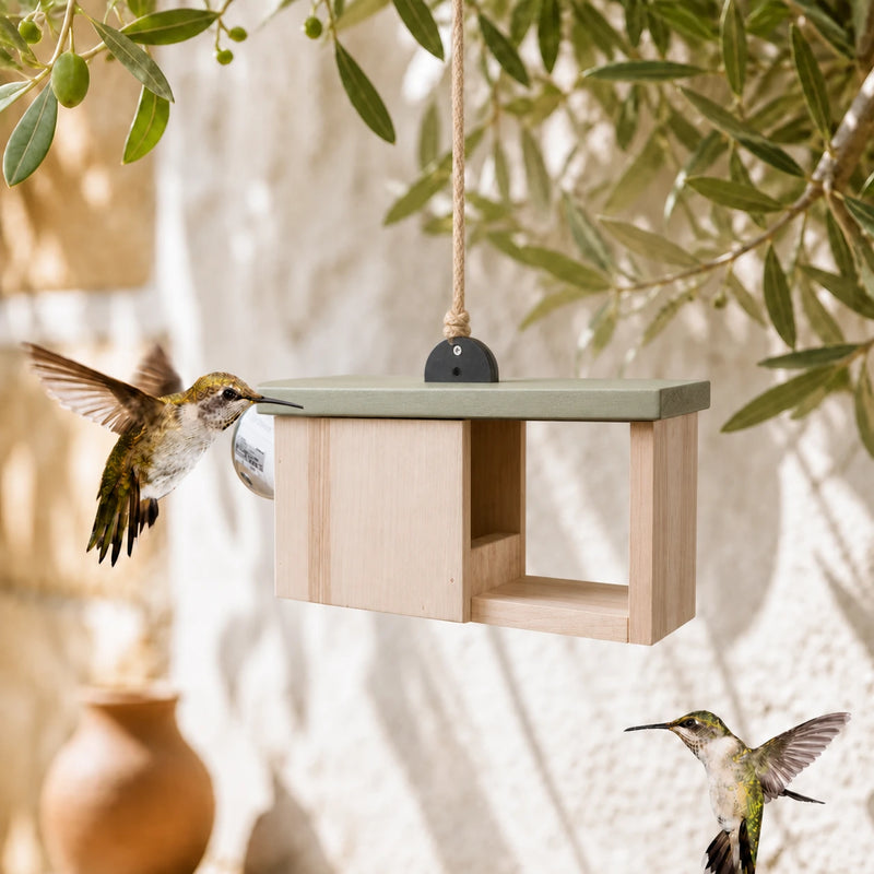 Vogelhuisje verbonden semi-open met groendak