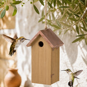 Vogelhuisje slank met dak koper ingang 32 mm