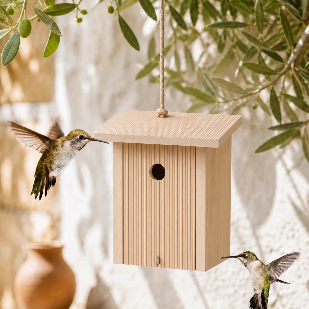 Vogelhuisje groove met dak schuin