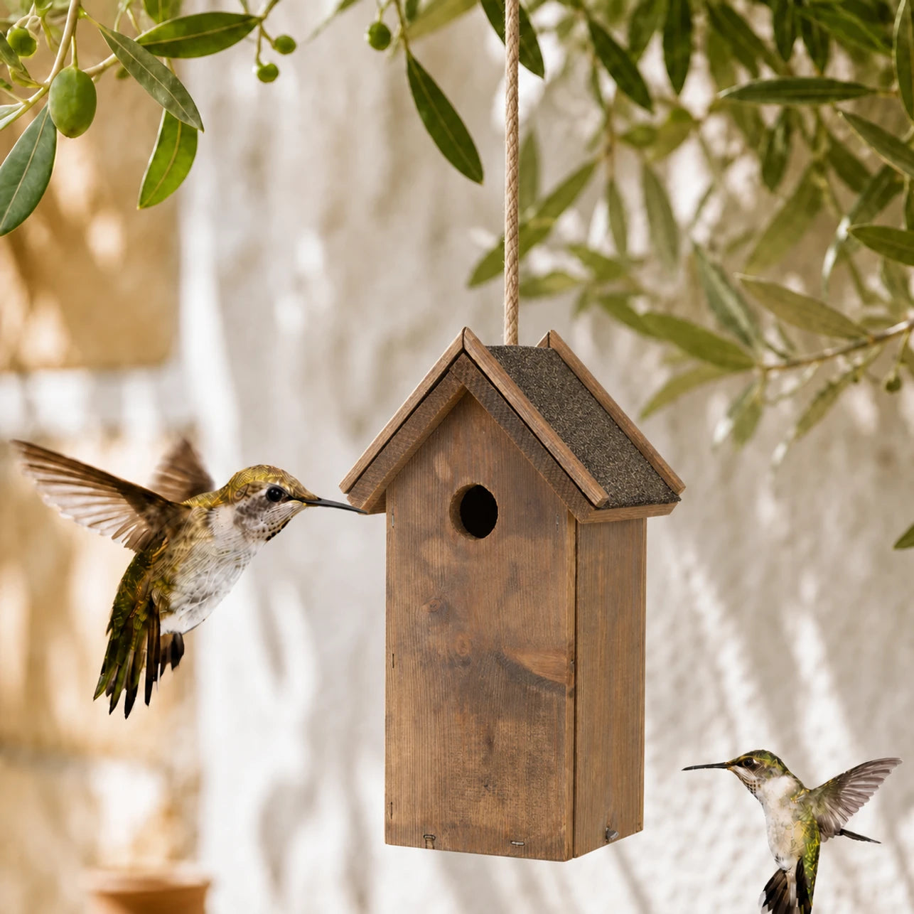 Vogelhuisje met bitumendak bruin formaat 13,8 × 18,3 × 31,5 cm