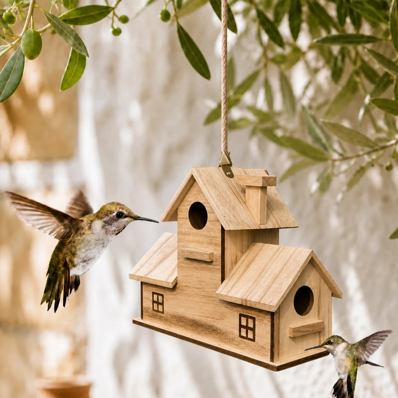 Vogelhuisje stijl rustiek van hout bruin formaat 30 × 13 × 23 cm