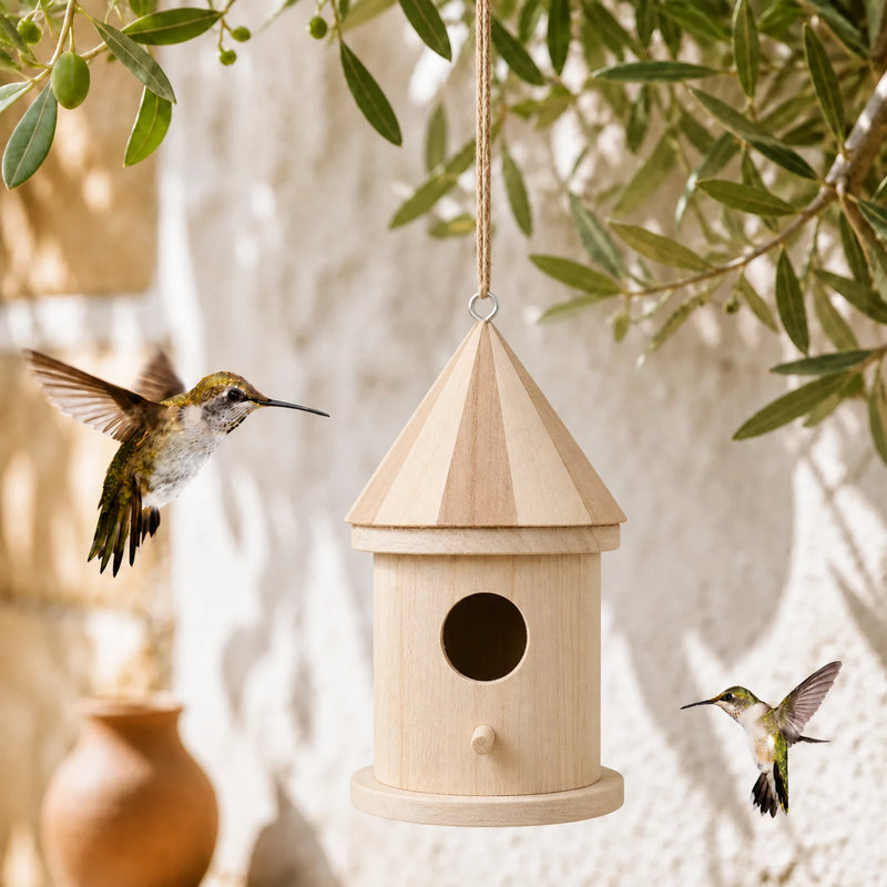 Vogelhuisje observatie van hout beige
