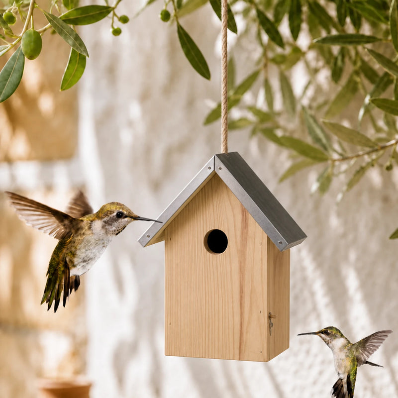 Vogelhuisje met zinken dak zwart