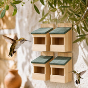 Set van 4 vogelhuisjes van spar massief