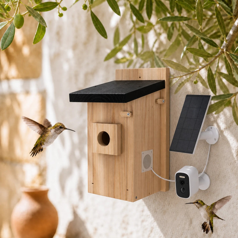 Vogelhuisje verbonden met camera 5 MP
