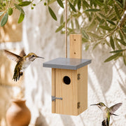 Houten vogelhuisje natuurlijk met zinken dak 30 mm