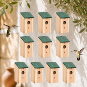 Set van 10 vogelhuisjes van spar groen formaat 12 × 12 × 22 cm