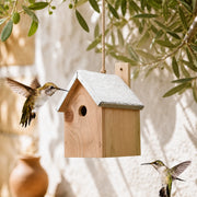 Vogelhuisje huisje van hout licht met zinken dak