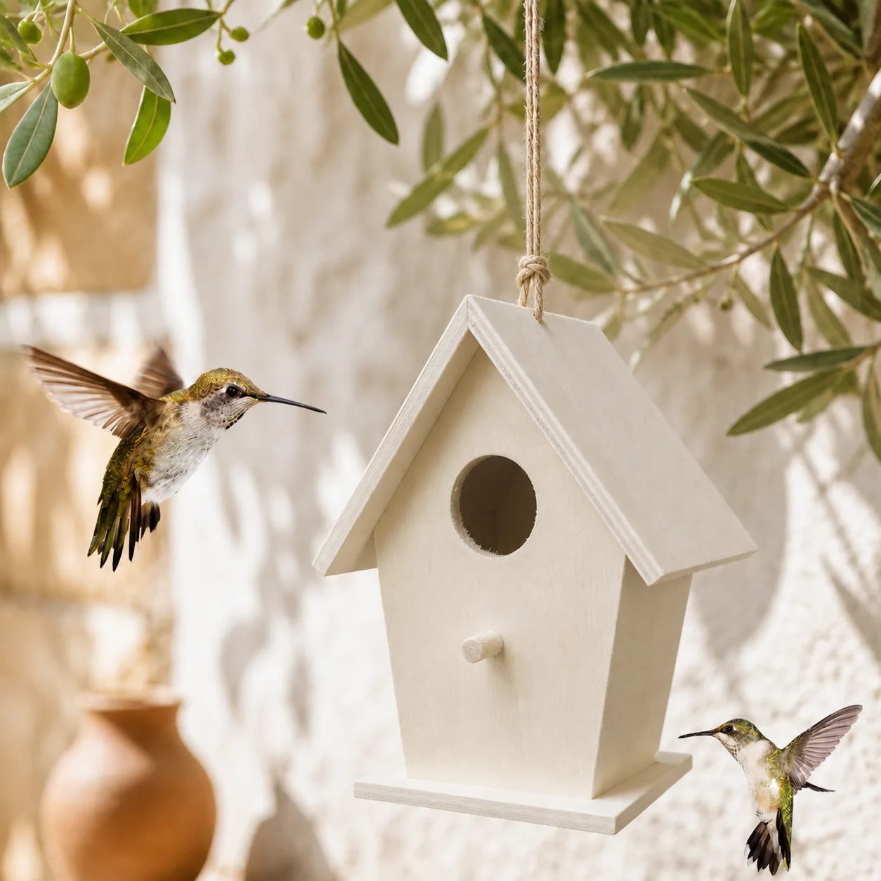 Vogelhuisje wit hangend