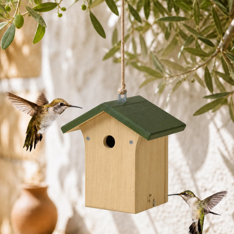 Houten vogelhuisje natuurlijk ingang 28 mm
