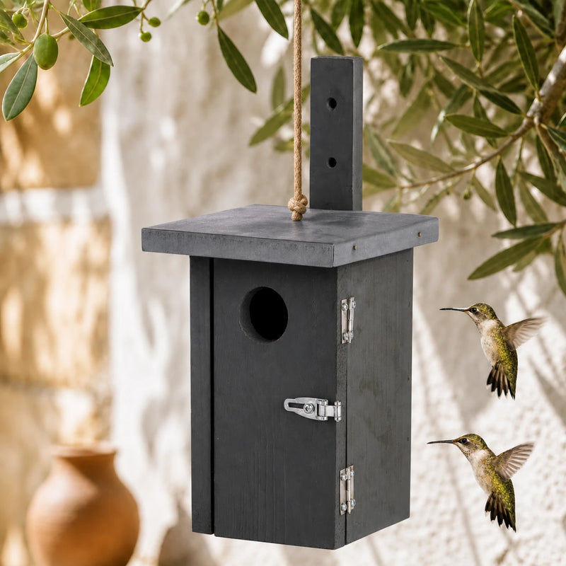 Vogelhuisje grijs compact met dak plat 30 mm