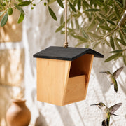 Vogelhuisje semi-open van hout met dak zwart
