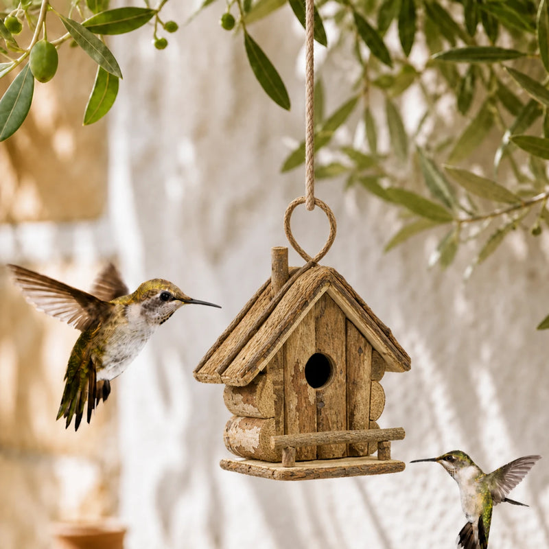 Houten vogelhuisje natuurlijk