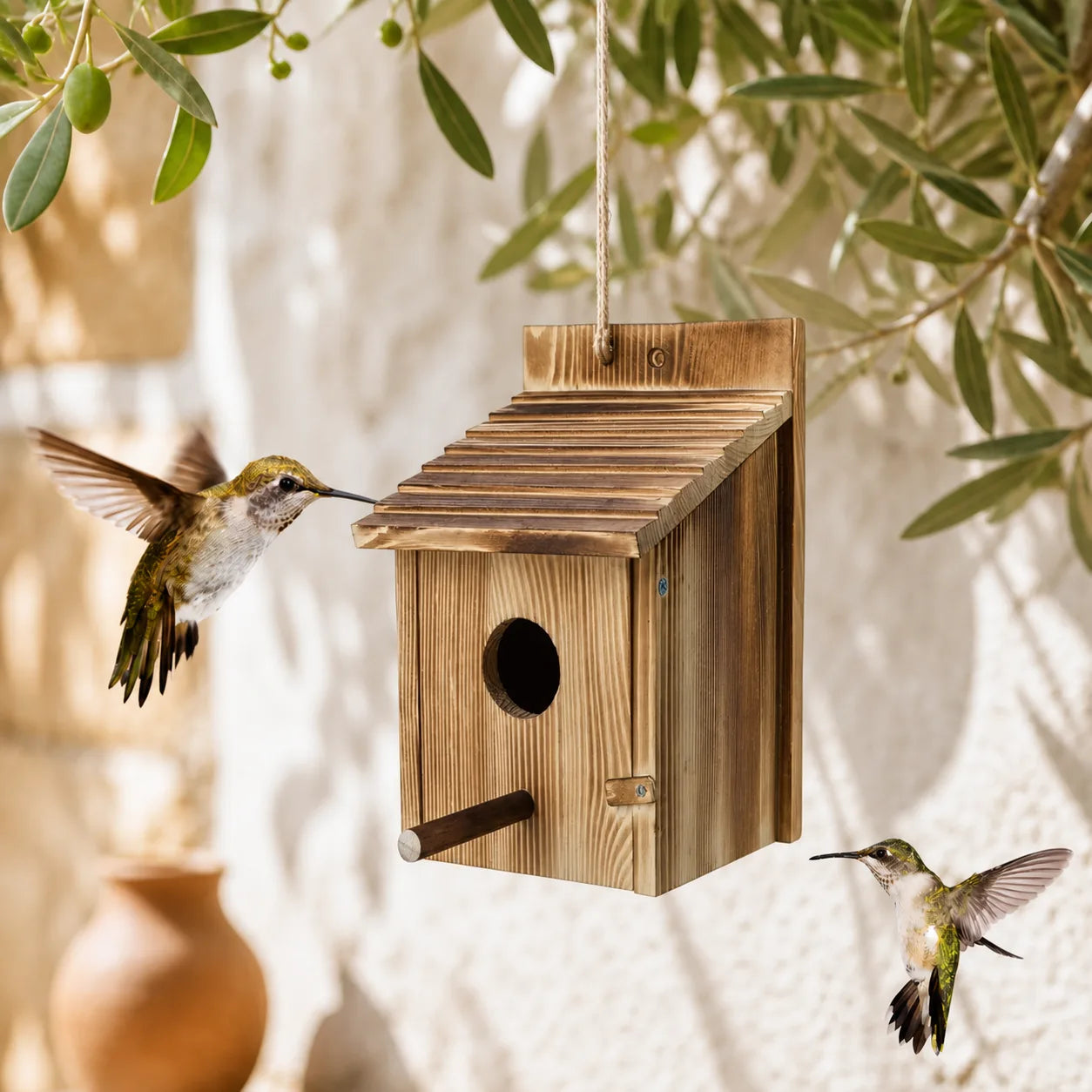 Vogelhuisje afdak gebrand
