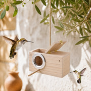 Houten vogelhuisje beige formaat 24,7 × 13 × 13 cm