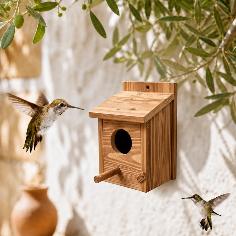 Vogelhuisje buiten gelakt