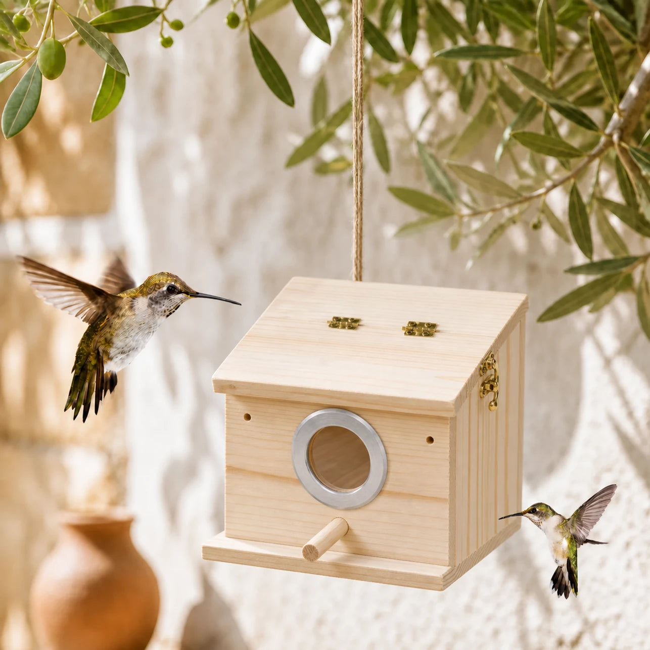 Vogelhuisje van grenen transparant