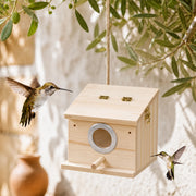 Vogelhuisje van grenen transparant