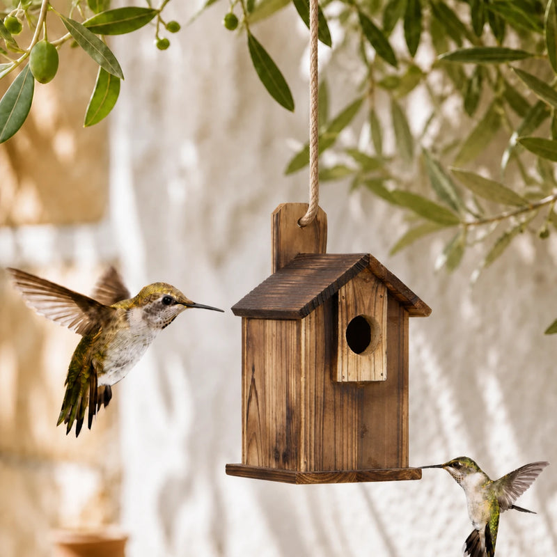 Vogelhuisje van spar bruin formaat 24,5 × 13 × 13 cm