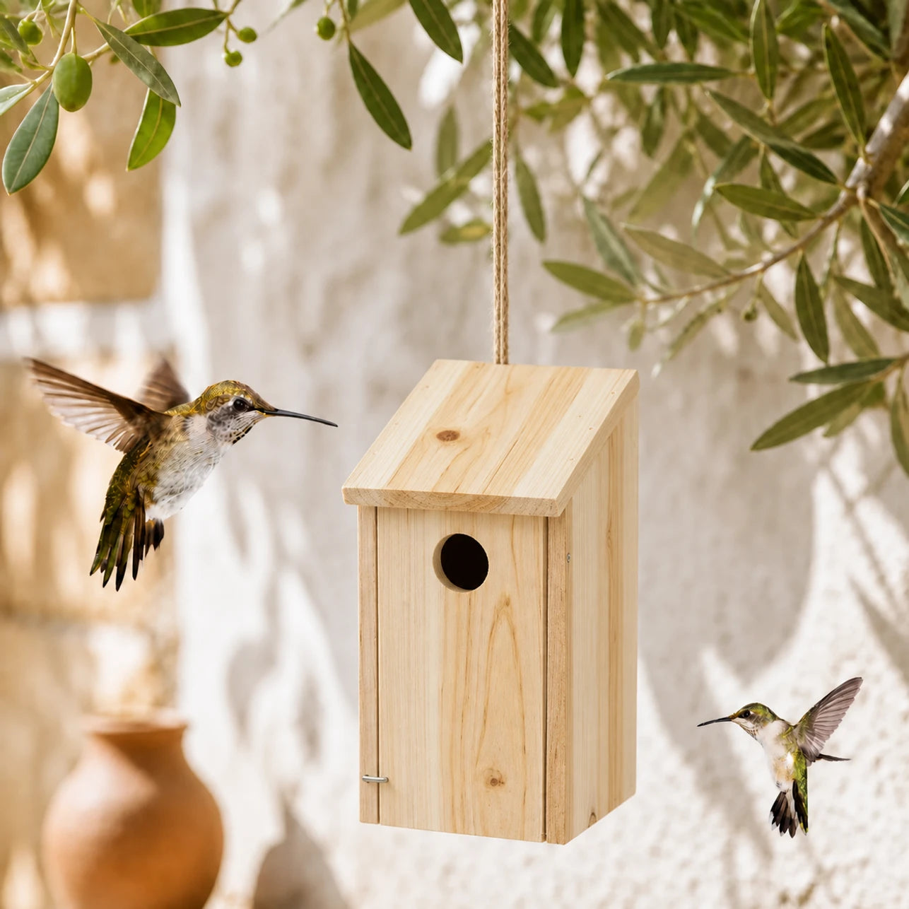 Hangend vogelhuisje van spar