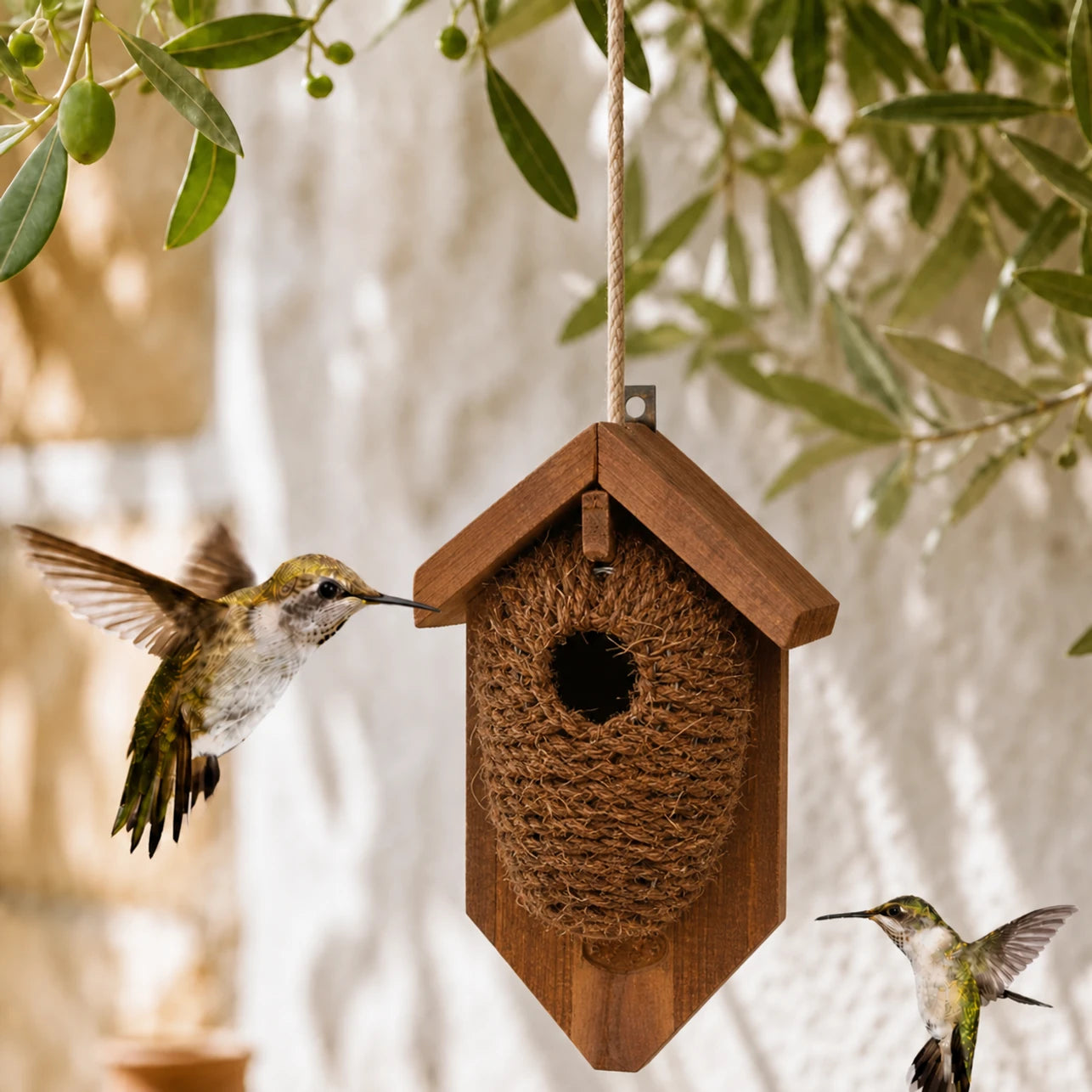 Houten vogelhuisje bruin