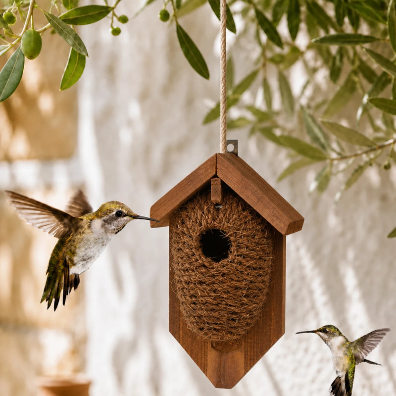 Houten vogelhuisje bruin