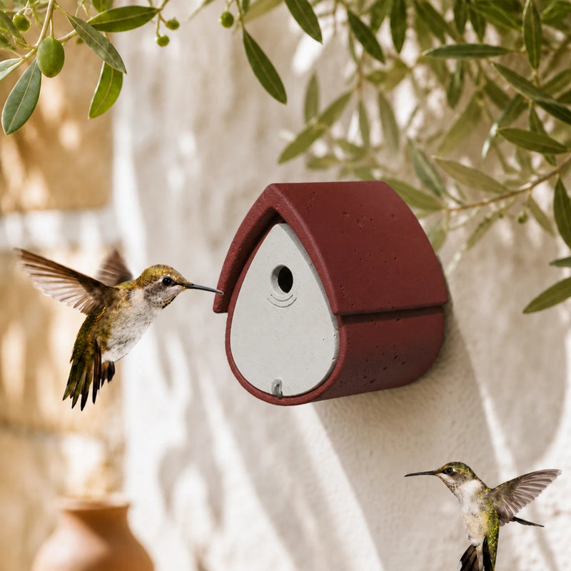 Vogelhuisje wand-mounted rood