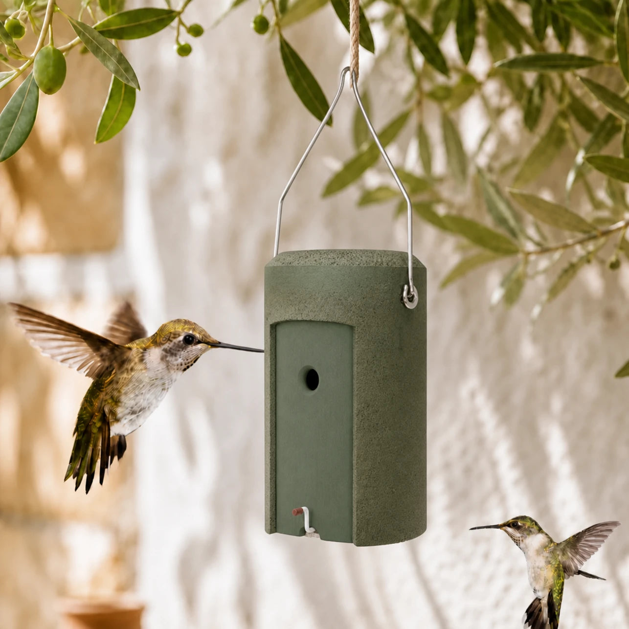 Hangend vogelhuisje van houtbeton antraciet formaat 28 × 16 cm