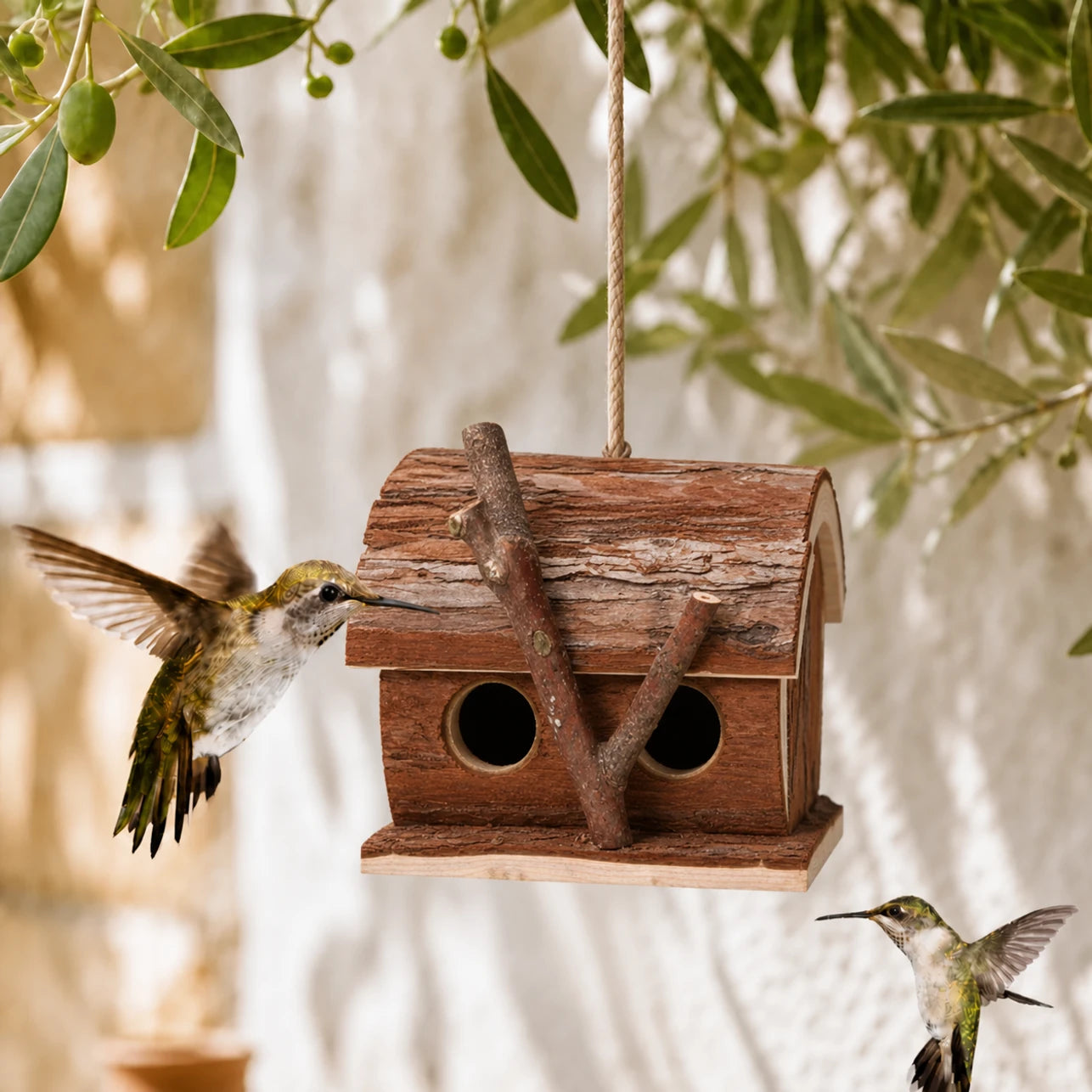Houten vogelhuisje bruin formaat 16 × 16 × 16 cm