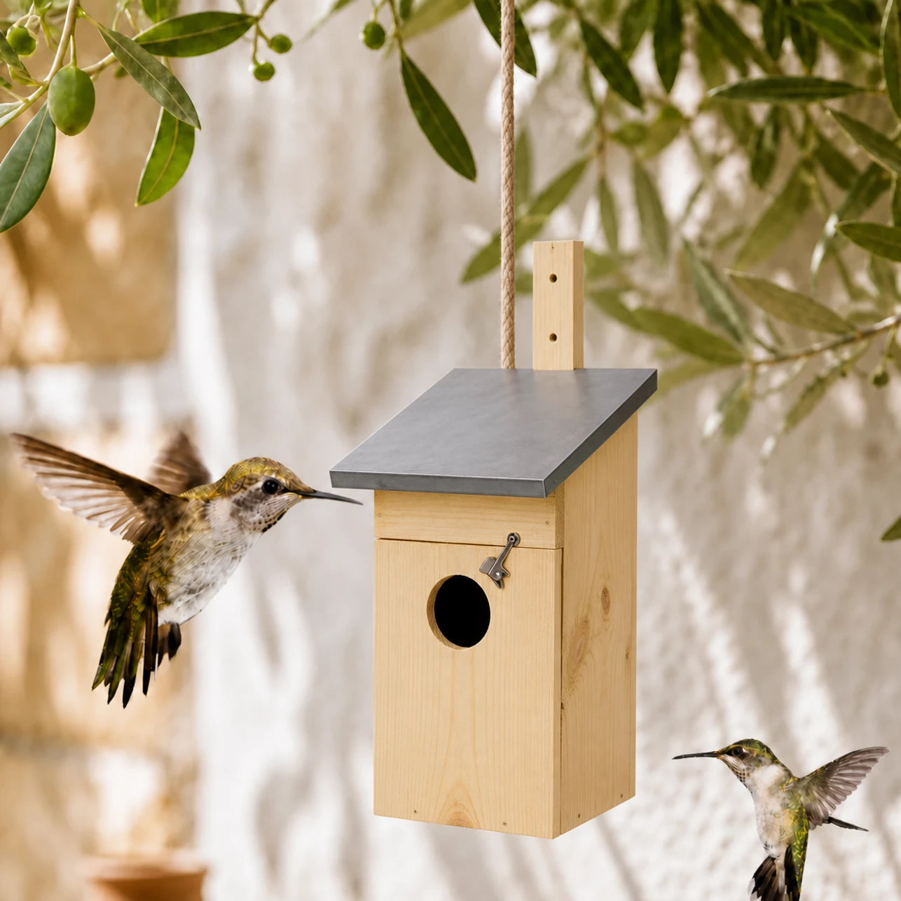 Vogelhuisje beige formaat 22,7 × 18,9 × 39,2 cm