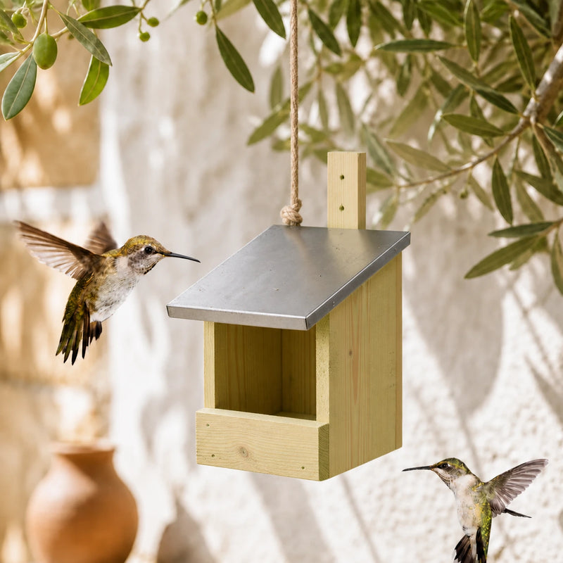 Vogelhuisje met dak metaal