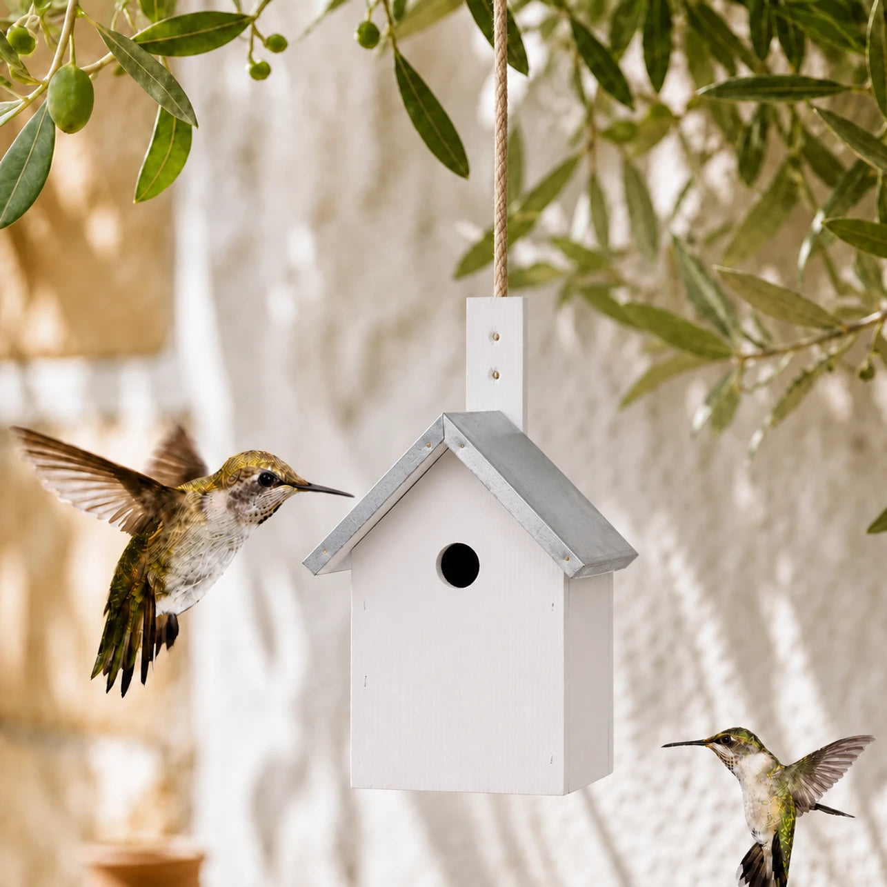 Vogelhuisje wit formaat 19,2 × 18 × 31,2 cm