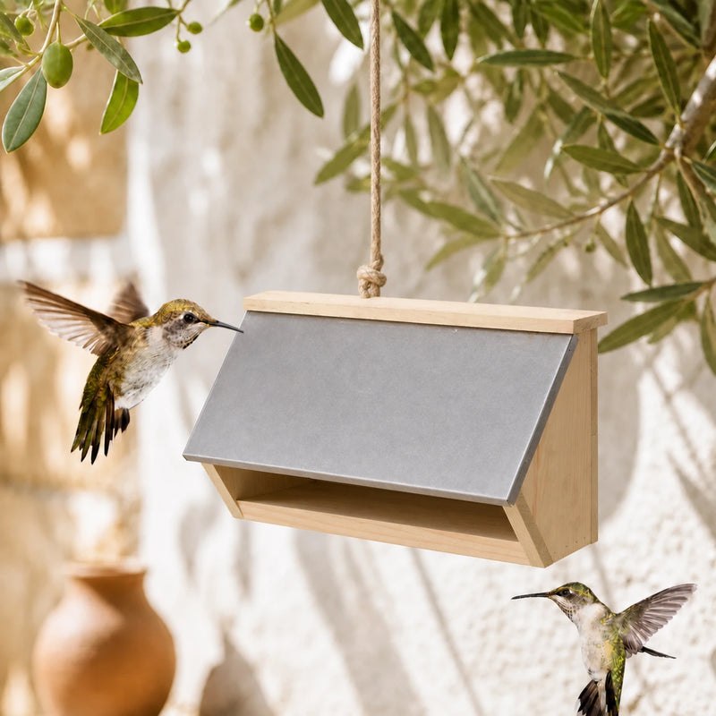Vogelhuisje onder-dak met voorkant schuin
