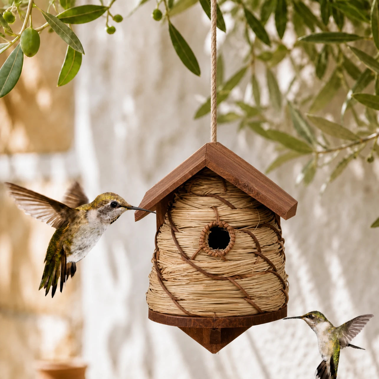 Vogelhuisje van wilg bruin formaat 20,1 × 19,3 × 25,8 cm