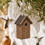 Vogelhuisje bruin gewast compact met dubbel bitumendak