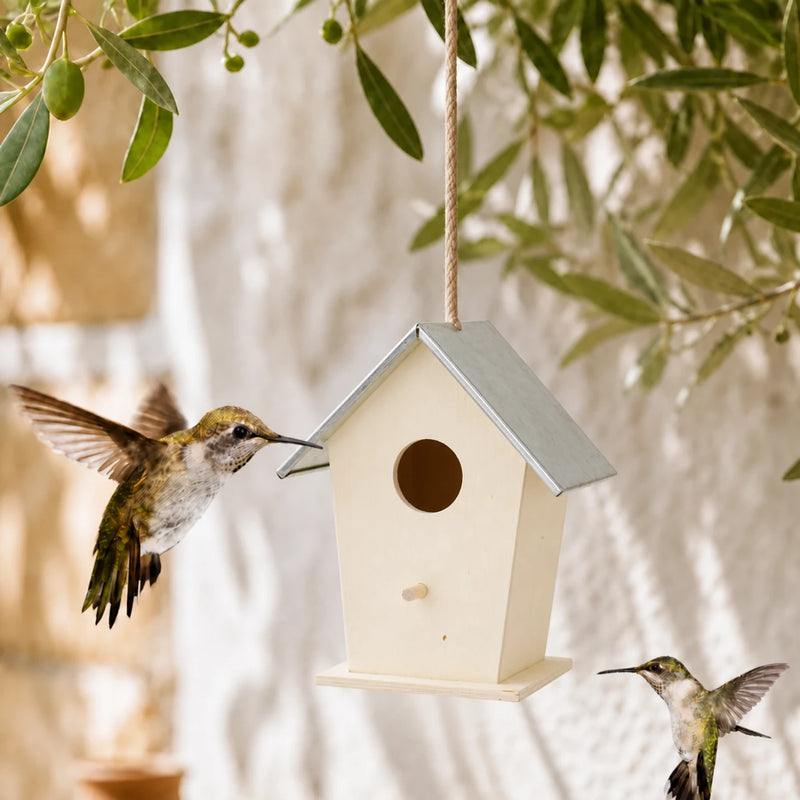 Vogelhuisje stijl rustiek van hout beige